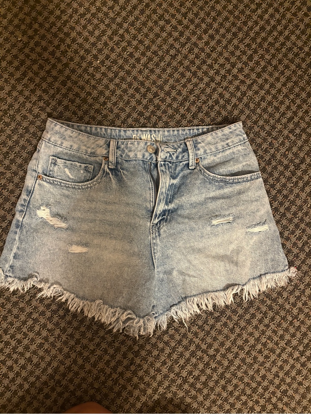 Light Wash Distressed Denim Cutoff Shorts